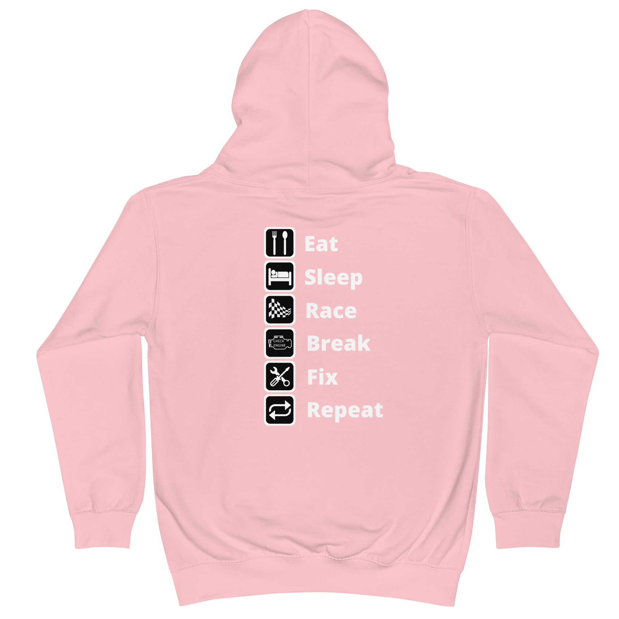 Eat Sleep Race Youth Hoodie- Back Print