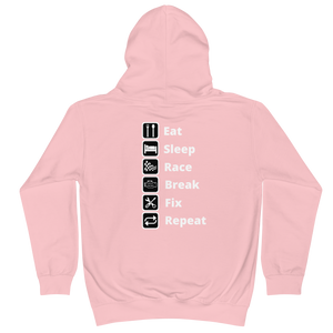 Eat Sleep Race Youth Hoodie- Back Print