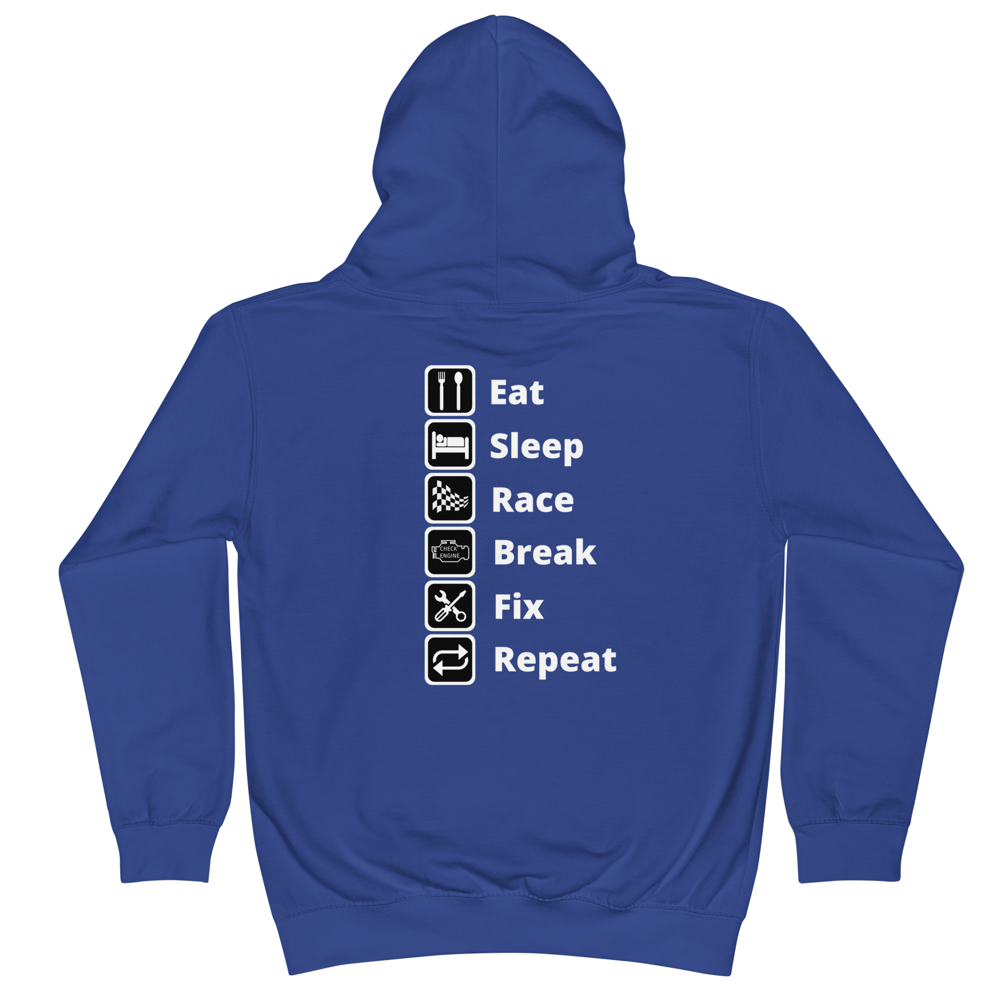 Eat Sleep Race Youth Hoodie- Back Print