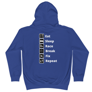 Eat Sleep Race Youth Hoodie- Back Print