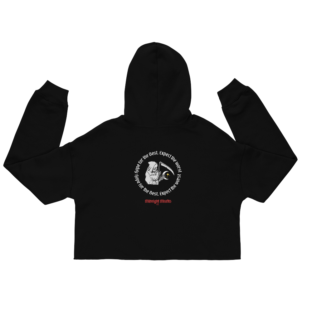 Midnight Misfits Hope for the Best Crop Hoodie